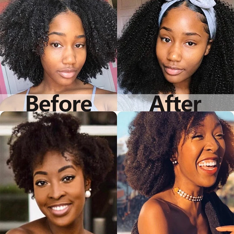 Mongolian Afro Kinky Curly Weave Human Hair Extensions 4B 4C Virgin Hair 1 Or 3 Bundles Natural Black 10-24inch Ever Beauty