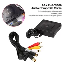 Cable compuesto de Audio y vídeo SAV RCA chapado en oro para Sega Saturn s-video AV