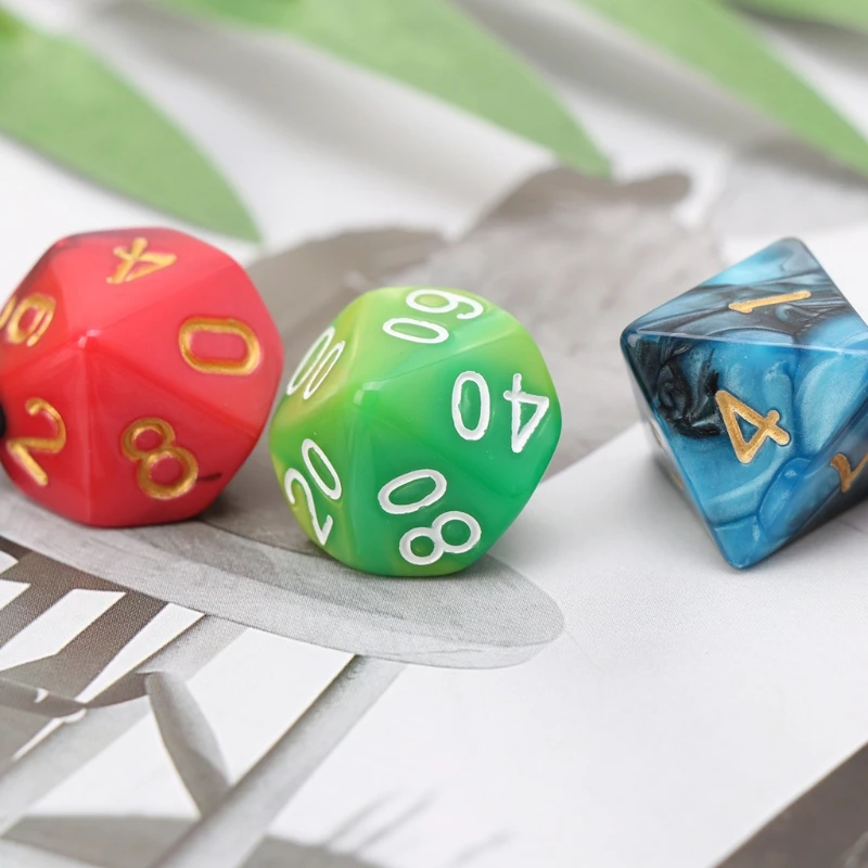 7 шт./компл. кубики бусины трпг игры D4 D20 многогранные красочные|Кубики| |