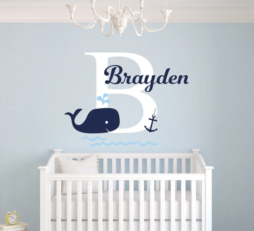 Custom Name  Elephant Wall  Stickers  For Kids Room  