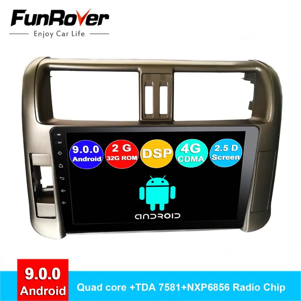 

Funrover android 9.0 2 din car dvd Multimedia player For Toyota Prado 150 2010-2013 radio gps navigation system navi stereo 2.5D