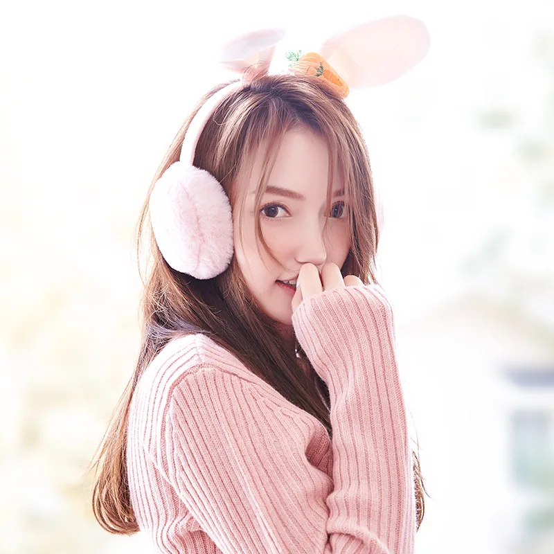 Winter warm earmuff WOMEN'S cute rabbit eared foldable earmuff Korean-style earmuff plush Plus velvet wind-resistant er nuan
