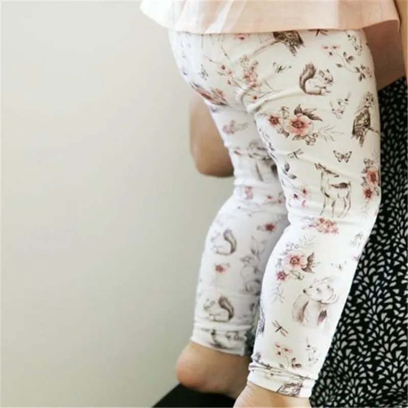 

New Fashion Kids Baby Girl Pants Leggings Floral Printing Trousers Newborn Long Pants Summer