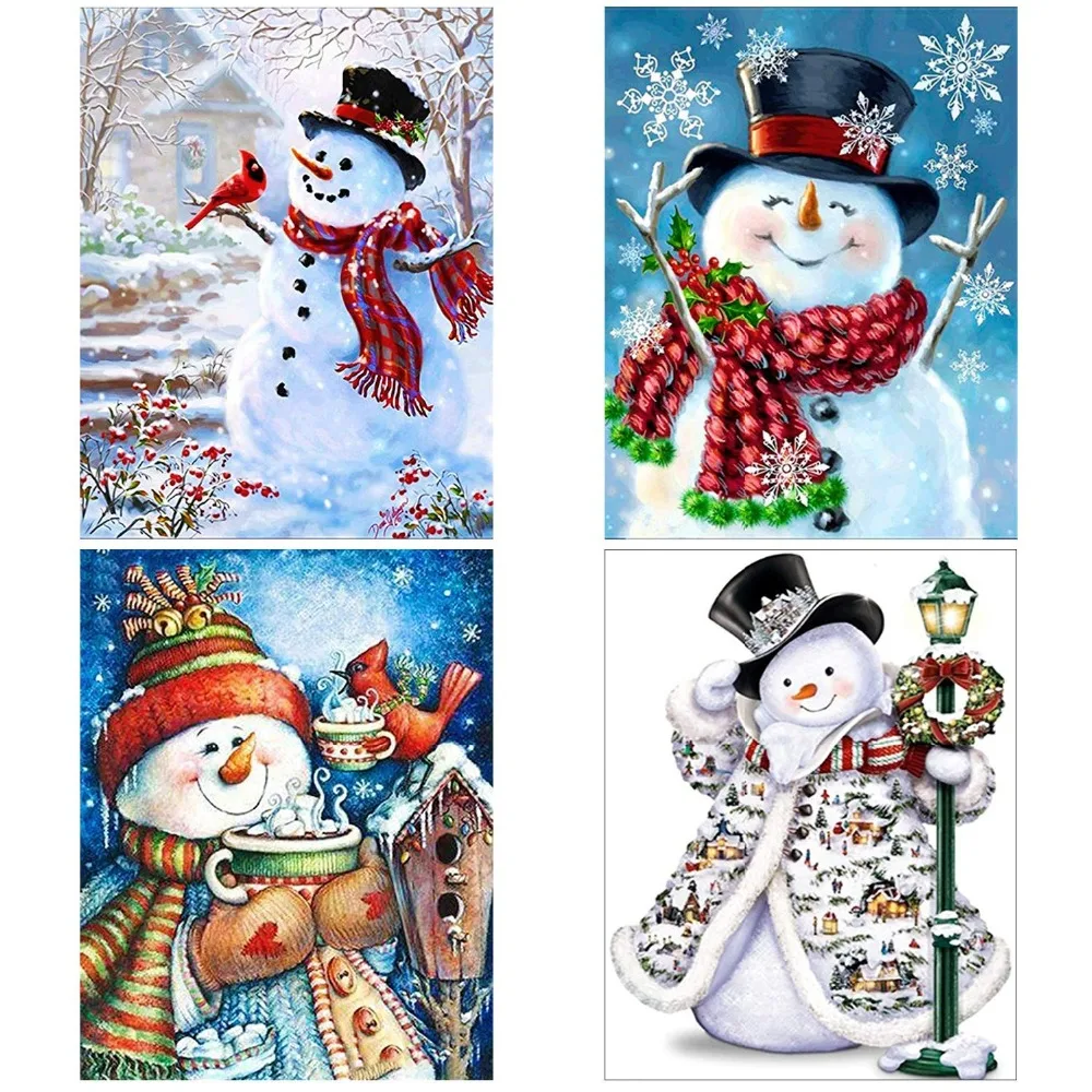 

Full Diamond Painting Kits Snowman Christmas Decorations for Home Snowmen Rhinestone Embroidery Cross Stitch Navidad Decor