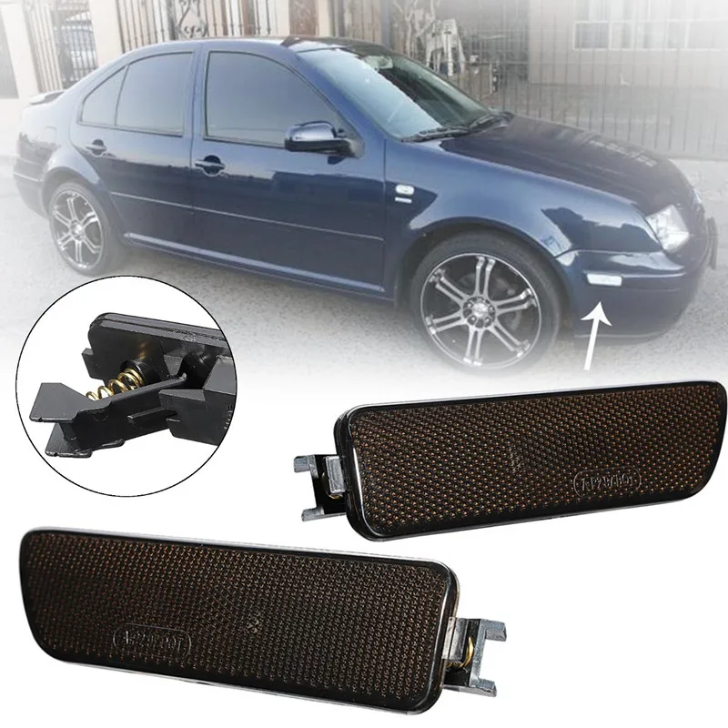 

Pair ABS PMMA Smoke Black Bumper Front Left Right Side Marker Light For VW/Volkswagen Golf Jetta MK4 MK5