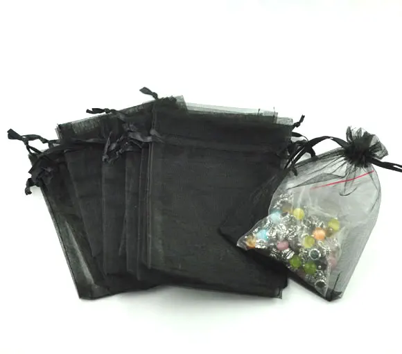 Бусины Из Органзы doreenbeads из органзы, ювелирные изделия, сумки с затяжкой, прямоугольные, черные, 9 см х 7 см(3 4/" x2 6/8"), 5 шт