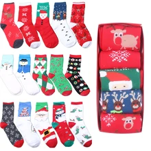 5 пар, женские мягкие хлопковые носки, высокие носки до середины икры для девочек, милые Нескользящие Носки с рисунком, Рождественский подарок