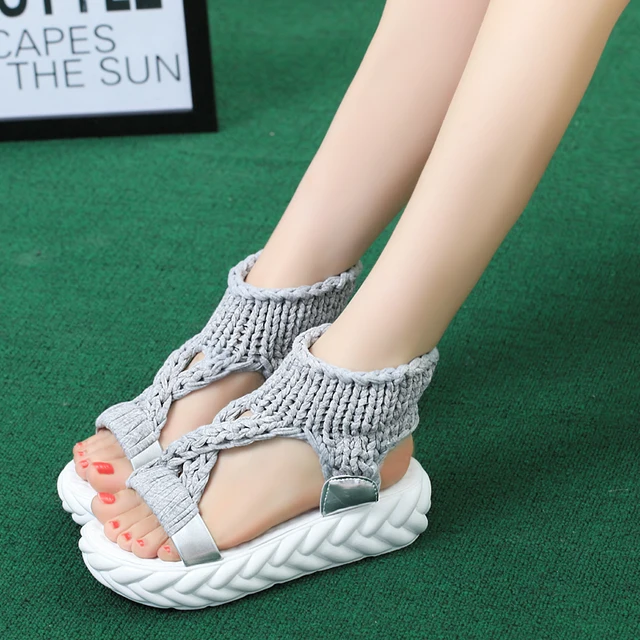 Buy HTUUA 2018 New Woolen Knitted Sandals Women Thick