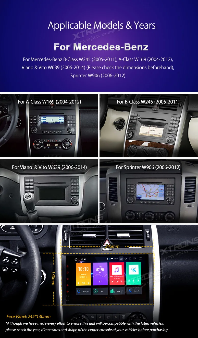 Best Radio Android 8.0 Octa Core Car DVD Player GPS for Mercedes Benz B-Class W245 A-Class W169 Viano Vito W639 Sprinter W906 3