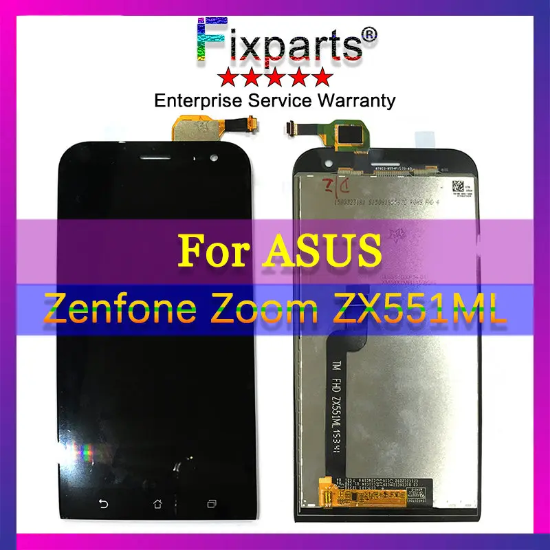 Goedkoop Voor Asus Zenfone Zoom ZX551ML LCD Display Matrix + Touch Screen Digitizer Volledige Vergadering Voor ZX 551 ML Zwart wit