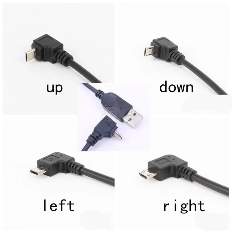 

USB Micro elbow 90 degrees turn USB2.0A public straight head Android mobile flat data charging extension line