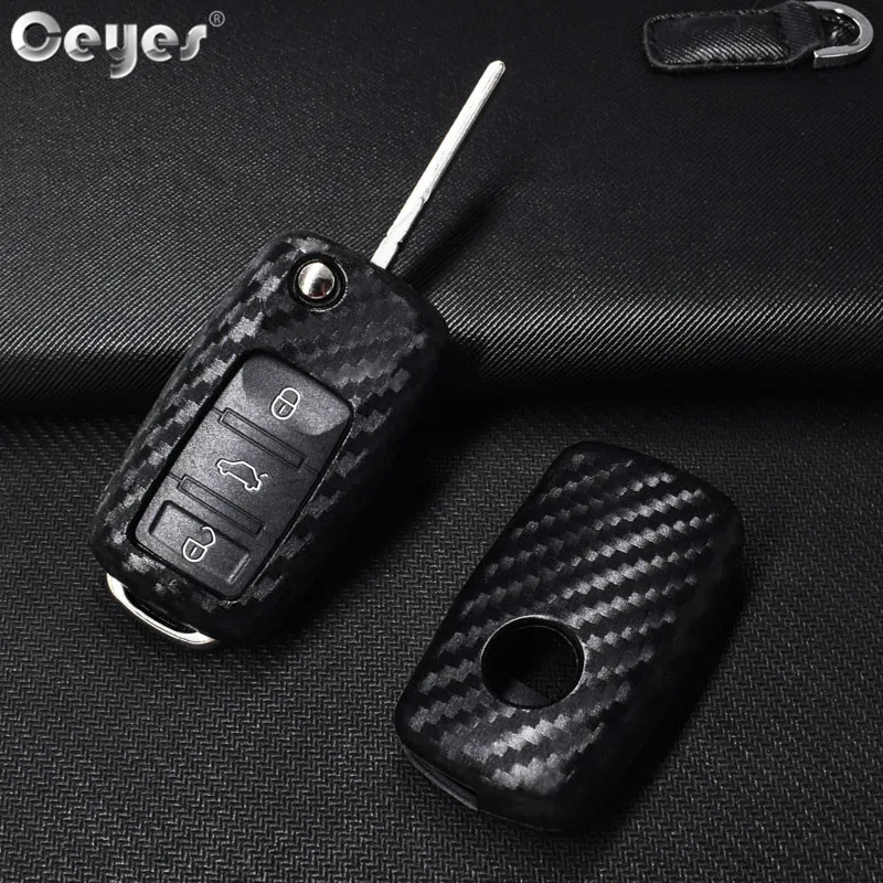 

Car Styling Auto Silicone Key Case For Volkswagen Polo Tiguan VW Passat For Skoda Cover Car-Styling Carbon Fiber Accessories