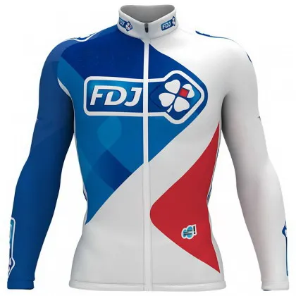Белый Весна Лето FDJ PRO TEAM 2 цвета только с длинными рукавами ROPA CICLISMO Велоспорт трикотаж велосипедная одежда Размер XS-4XL - Цвет: Белый