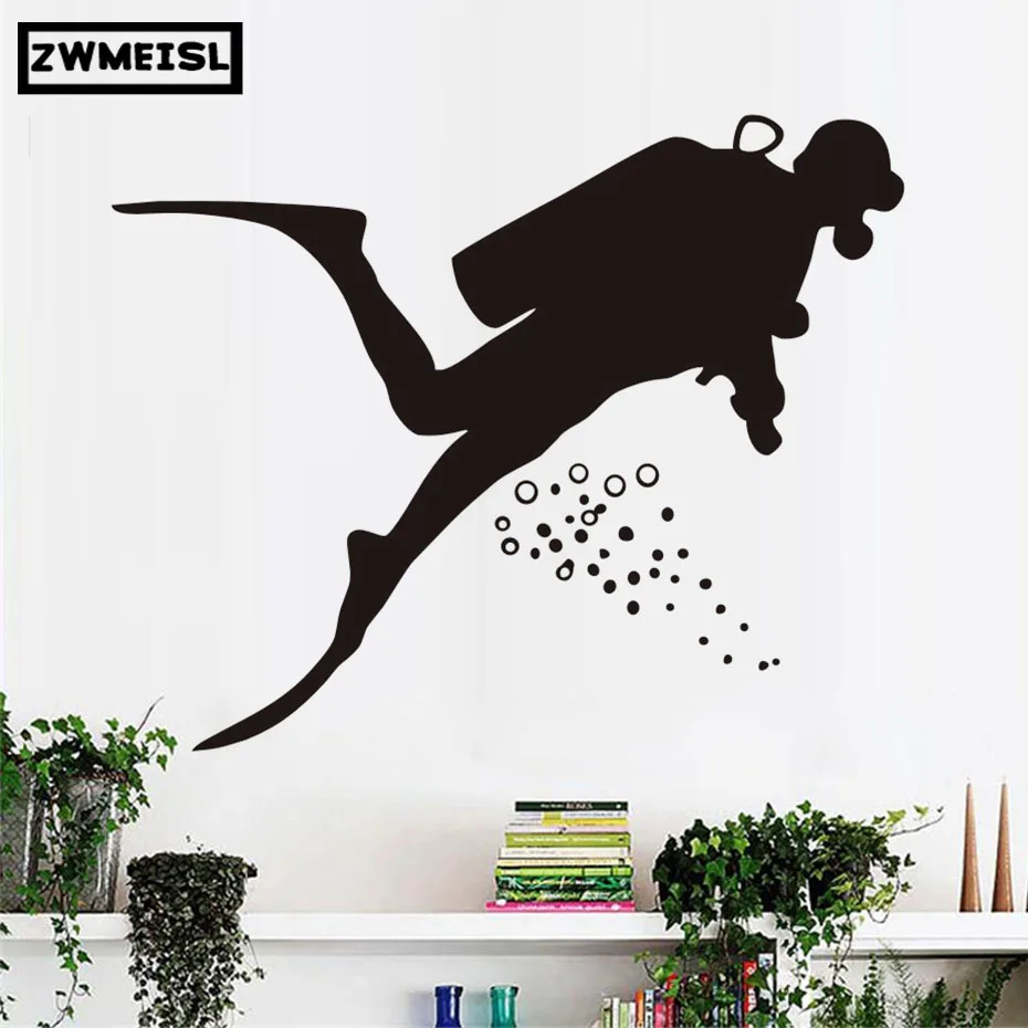 DCTOP-Unterwasser-Sport-Silhouette-Wandtattoos-Diver-Tauchen-Scuba-Wandaufkleber-DIY-Vinyl-Adhesive-Removable-Home-Decor-Kinderzimmer