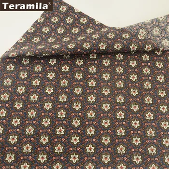 

Teramila Cotton Poplin Fabric High Quality Dark Blue Printed Leaves Style Quilting Patchwork Children's Doll Sewing Tissue Tela