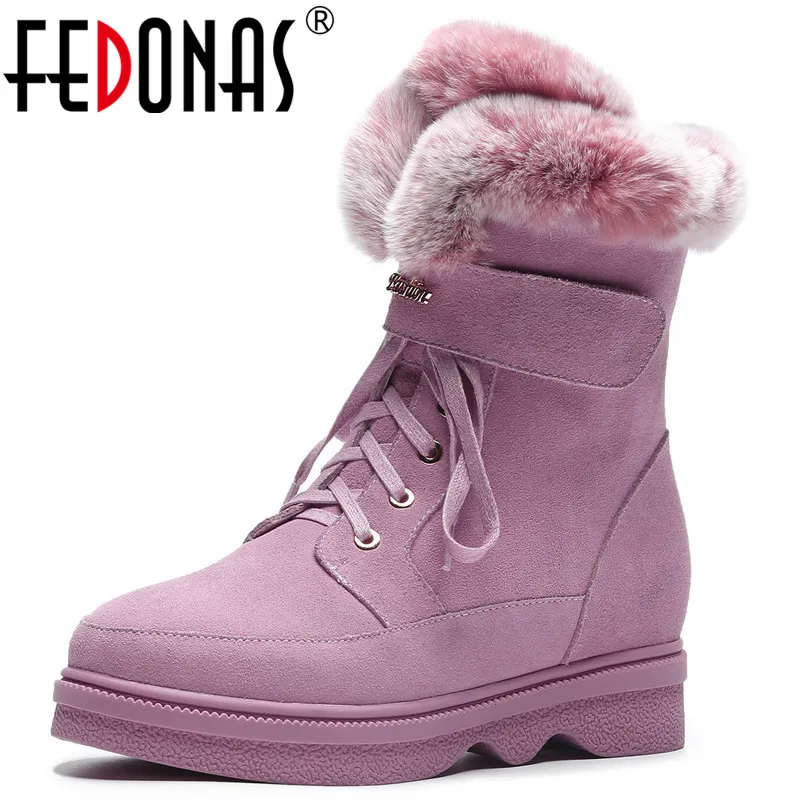 

FEDONAS Fashion Brand Warm Winter Snow Boots Wedges High Heels Buckles Ladies Shoes Woman Platforms Causual Ladies Boots