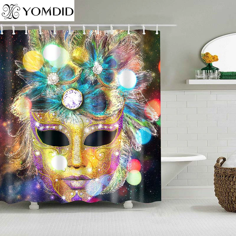 

Portrait Pattern Shower Curtains Waterproof Bath Screen Curtain for Home Decoration Bathroom Printed Polyester Shower Curtain