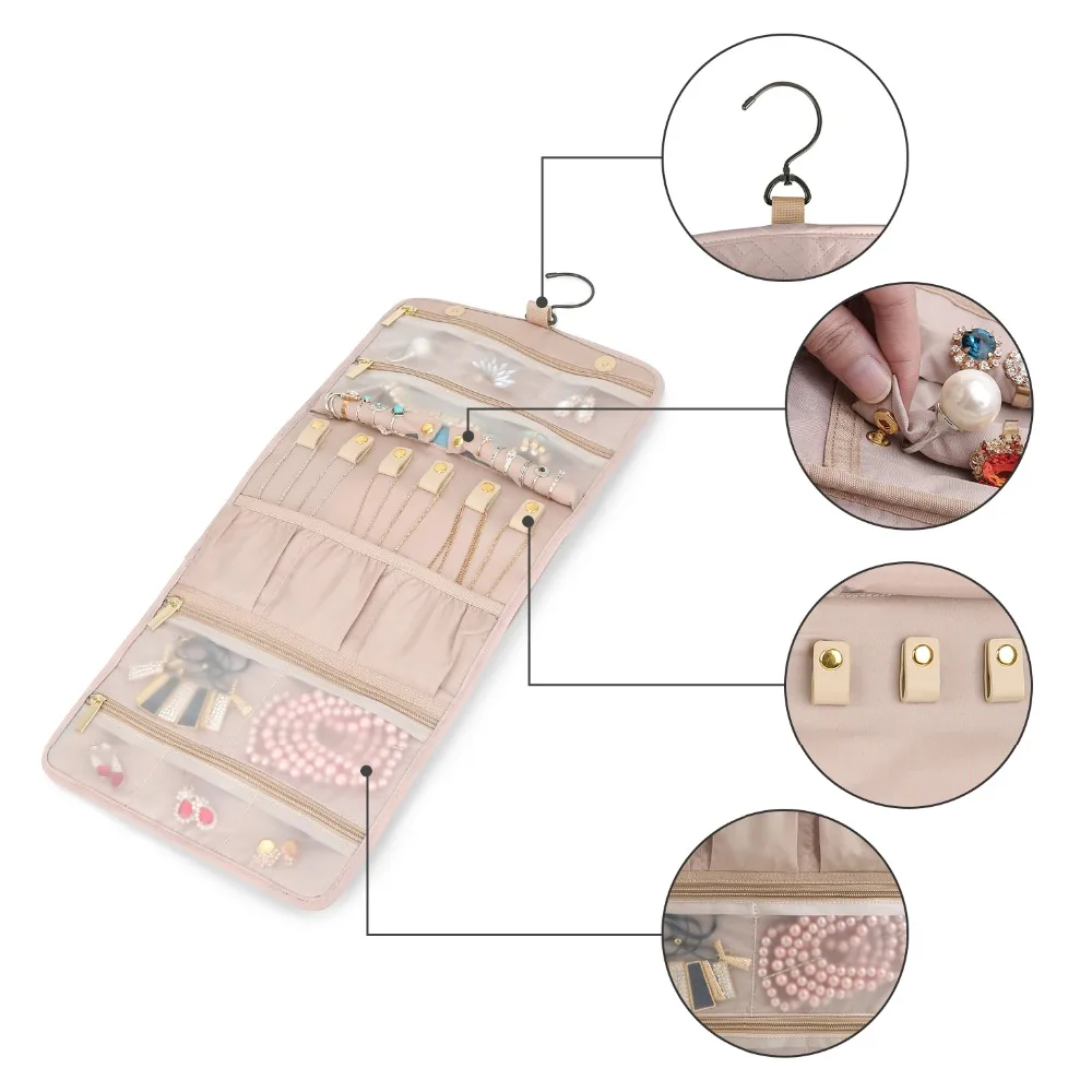 BAGSMART Large Travel Jewelry Rolls Lightweight Women Jewelry Bag Organizer for Jewelry Necklace Holder Earring Ring Storage Bag BAGSMART Large Travel Jewelry Rolls Lightweight Women Jewelry Bag Organizer for Jewelry Necklace Holder Earring Ring Storage Bag