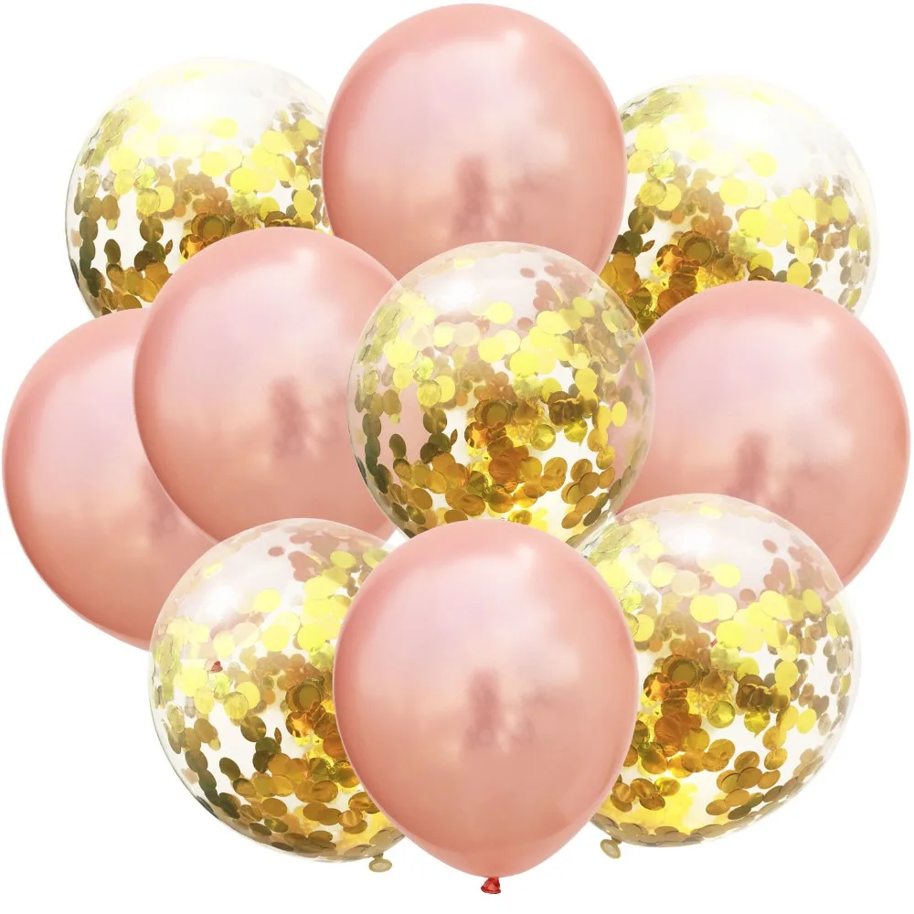 

10pcs Mix Rose Gold Confetti Latex Balloons 12 Inches Party Balloons for Baby Shower supply Bridal Shower Wedding Decorations