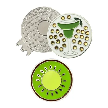 

PINMEI Golf Ball Mark Magnetic Hat Clip Sets 1pc Crystal Margarita Glass Golf Marker and 1pc KIWI Marker & 1pc Magnetic Cap Clip