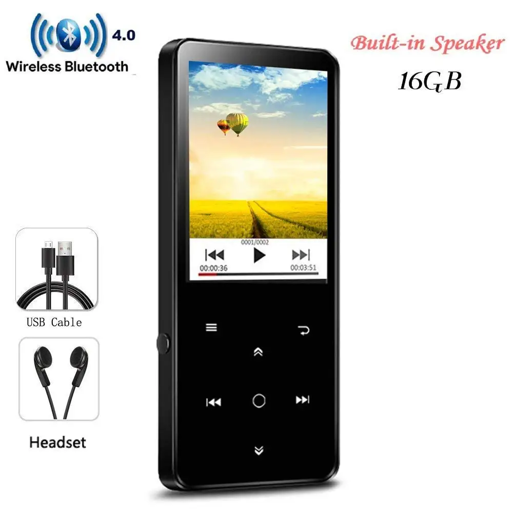 

Touch Button 16GB MP3 Music Player with Bluetooth 4.0, 2.4 Inch TFT Color Screen Lossless Sound Metal Music Player with Speaker