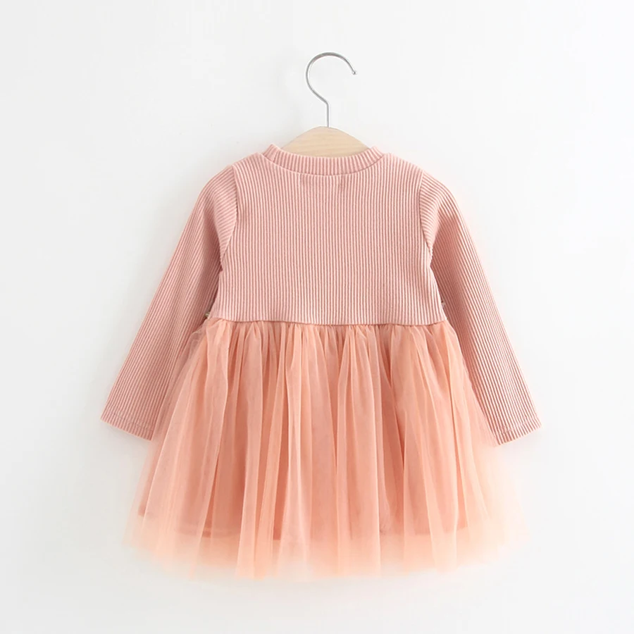 Cielarko/вязанное платье для девочек с длинными рукавами с цветочным принтом на осень, для детей ясельного возраста, платья принцесс на день рождения, праздничная одежда для малышей; платье-пачка для новорожденных, детские платья