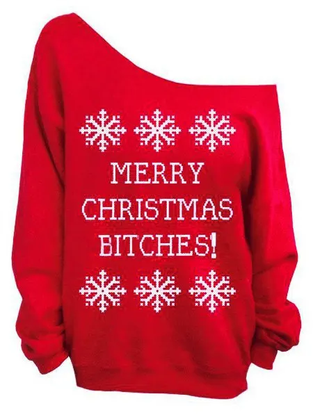 Buon Natale Jumper.Felpe Natale Buon Natale Bitches Lettere Stampa Fiocco Di Neve Con Cappuccio Felpa Tops Spalle Maglione Di Natale Sweatshirt Robe Jumper Hoodiejumper Sweater Aliexpress