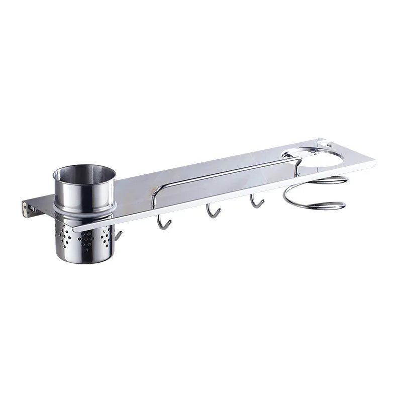 

Stainless Steel Hair Dryer Holder with Cup Storage Rack 50cm Bathroom Accessories Wall Hanging Bathroom Organizer Bathtub Tray