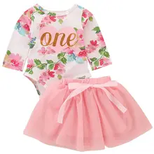 Новинка года; комплект из 2 предметов; милый комплект одежды для маленьких девочек; юбка-пачка для девочек на день рождения комбинезон для новорожденных; Вечерние наряды принцессы