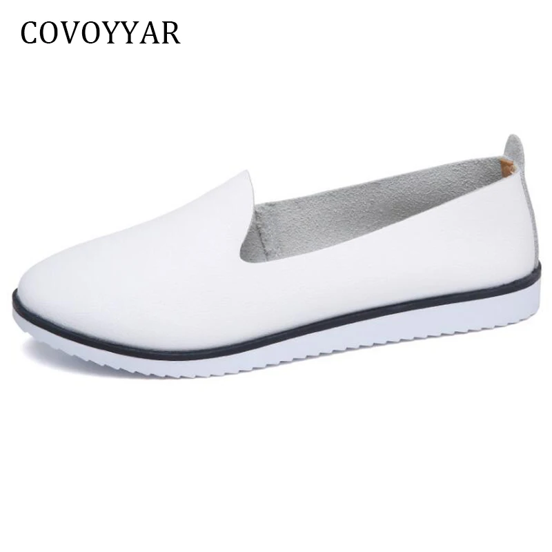 COVOYYAR 2019 Лидер продаж белые туфли Лоферы Женская обувь балетки на плоской подошве