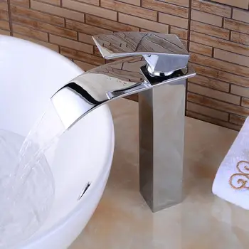 

OUYASHI bathroom basin faucet deck mounted single handle single hole waterfall countertop modern water tap waterfall