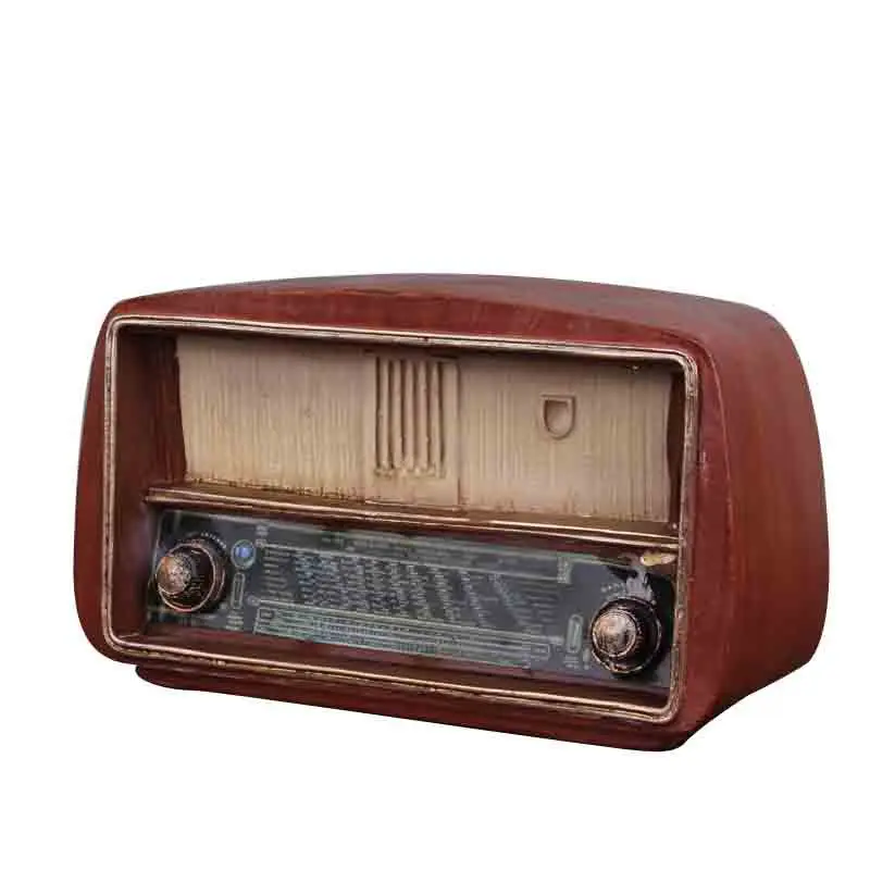 Europe Style Resin Radio Model Antique Imitation Radio Ornaments Vintage Radio Old Crafts Bar Home Decoration Accessories Gifts