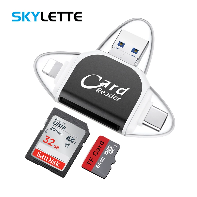 4 In 1 SD TF Card Reader Multi system Compatible Plug Play Portable Adapter Card Reader 1