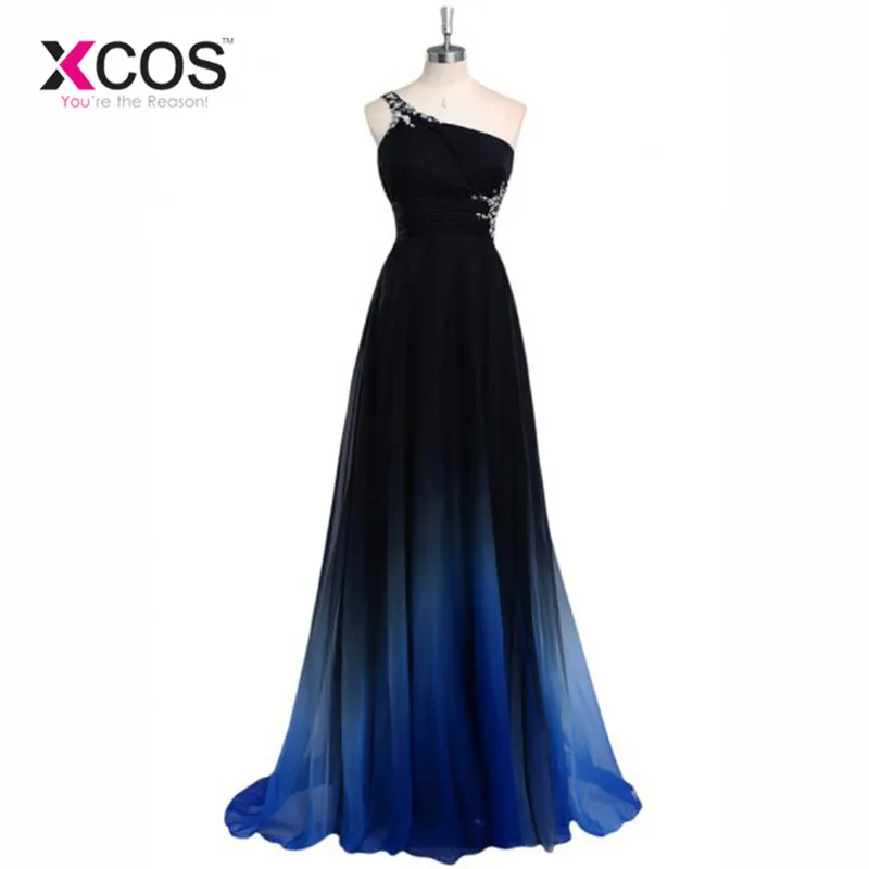 

Latest Ombre Prom Dress One Shoulder Gradient Evening Dresses Beads 2016 Special Occasion Dress Backless Vestidos De Baile SA265