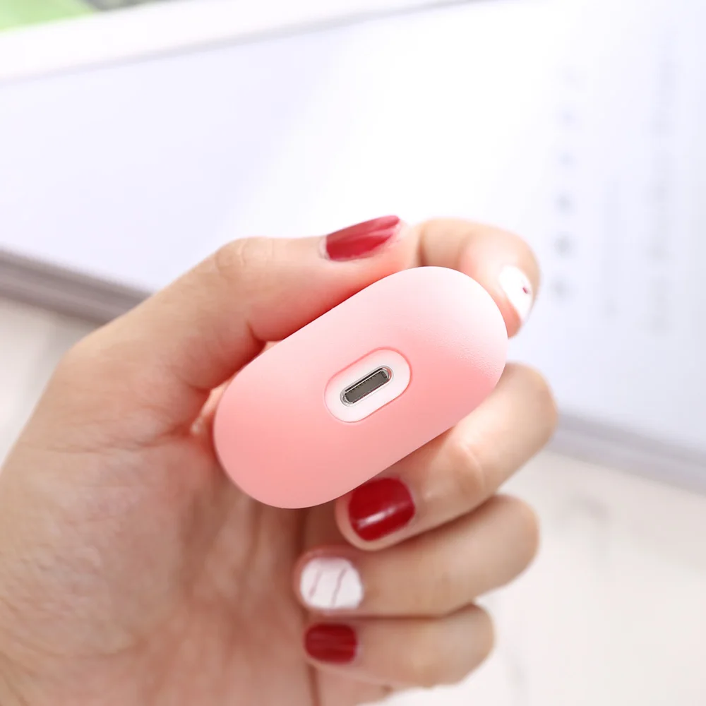 Матовые чехлы для наушников Apple Airpods ударопрочный чехол Air Pods 1 2 розовый
