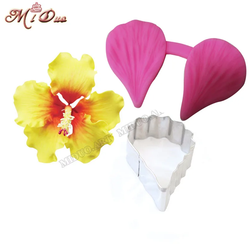 

Gumpaste Hibiscus Petal Silicone Veiner & Cutter Flower Cutter Fondant Sugarcraft Stainless Steel Cutter Cake Decorating Moulds