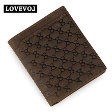 Telephone Card Fashion Couple Models Purses Head Layer Cowhide Wallet Short Design Men Women Brown Letter Open Wallet Brand 20X2