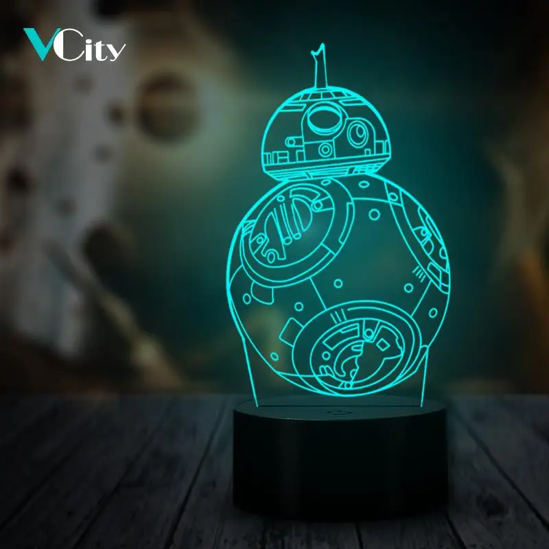 VCity BB8 Робот 3D свет светодиодный USB Ночная Атмосфера Освещение Многоцветный Luminaria настольная лампа подарки для детей фильм вентиляторы коллекция вентиляторы