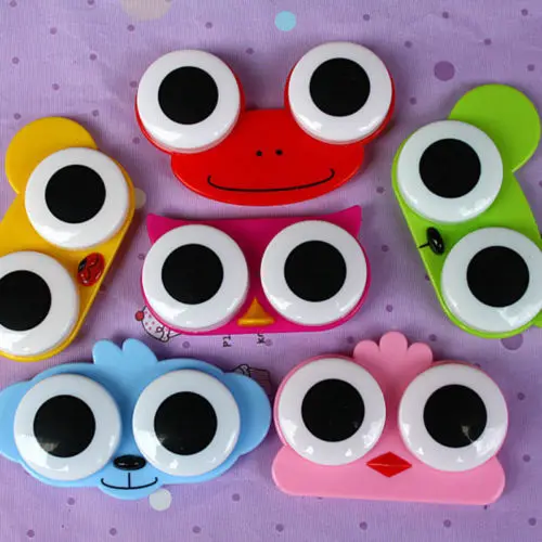 1PCS Sweet Cartoon 3D Big Eyes Contact Lenses Box & Case Owl Frog
