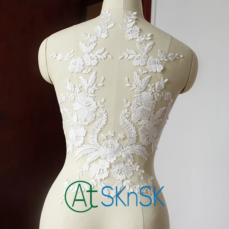 

2018 French lace fabric embroidered bodice lace applique wedding dress lace ribbon for needlework DIY sew patchwork lace trim