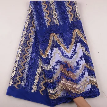 

Embroidered Mesh Lace Fabric With Rhinestones Nigeria Net Lace For Party Dress African French Net Lace Fabric A1541