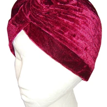 Новинка, головной убор, индийский стиль, тюрбан, шапка, Бордовый/темно-синий/черный/темно-зеленый цвет, мягкий бархат для женщин/женщин