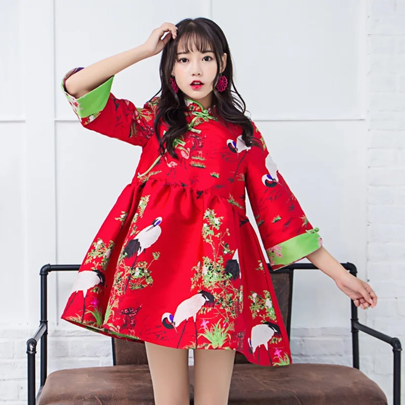 Vrouwen winter jurk 2018 Japanse stijl streetwear oosterse jurk vrouwelijke dames elegante vrouwen jurken nieuwe collectie 2018 AA4348