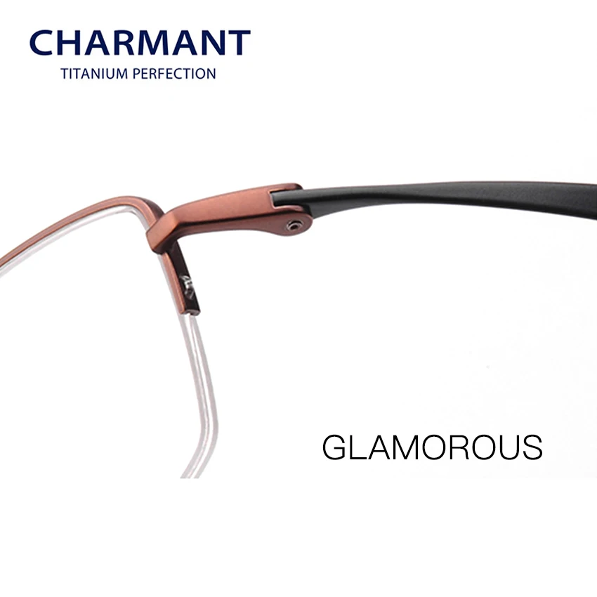 CHARMANT Pure Titanium Spectacle frame for men Beta Titanium Eye Frame Women Half Rimless Optical Glasses Eyewear CH10282