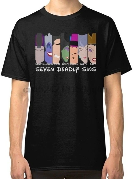 

The Seven Deadly Villains Men's Black Tshirt Tees Clothing