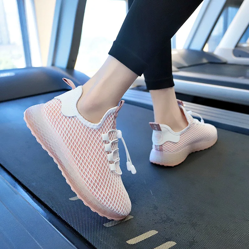 

Fashion Women Casual Shoes Mesh Sneakers Platform 2019 Women Breathable Air Mesh Flats Lace Up Shoes Female Walking Footwear