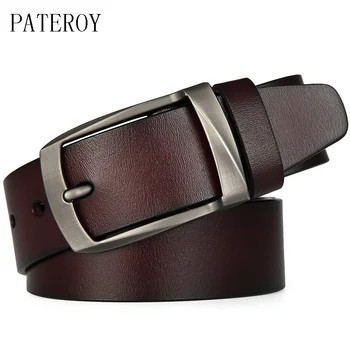 

PATEROY Men's Belt Cow Genuine Leather luxury Strap Male Belts for Men Cintos Masculinos Pin Buckle vintage jeans ceinture homme