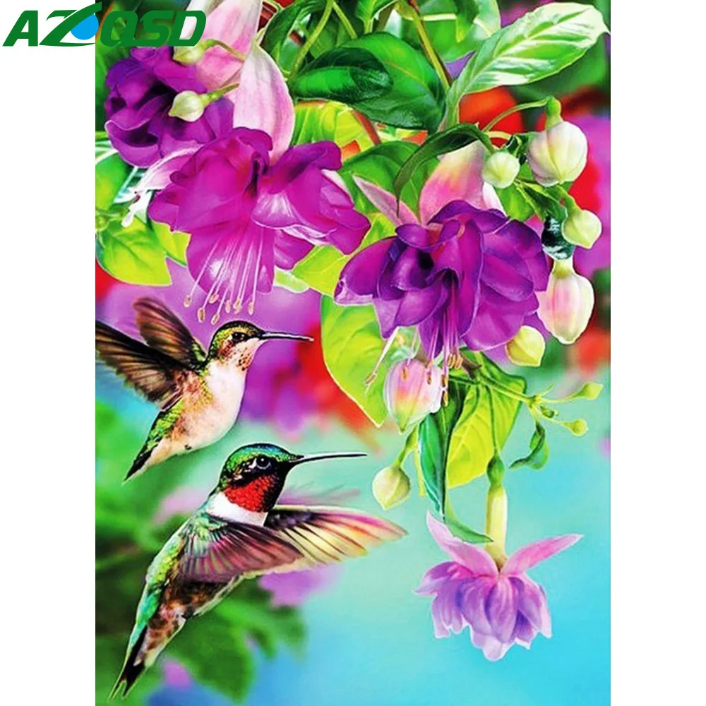 

AZQSD Diamond Painting Flower 5D DIY Cross Stitch Handmade Full Square Gift Home Decor Needlework Diamond Embroidery Bird