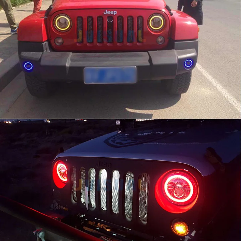Комплект светодиодных гало фар 7 дюймов передняя фара H4 для Jeep с углами Lada Niva Toyota