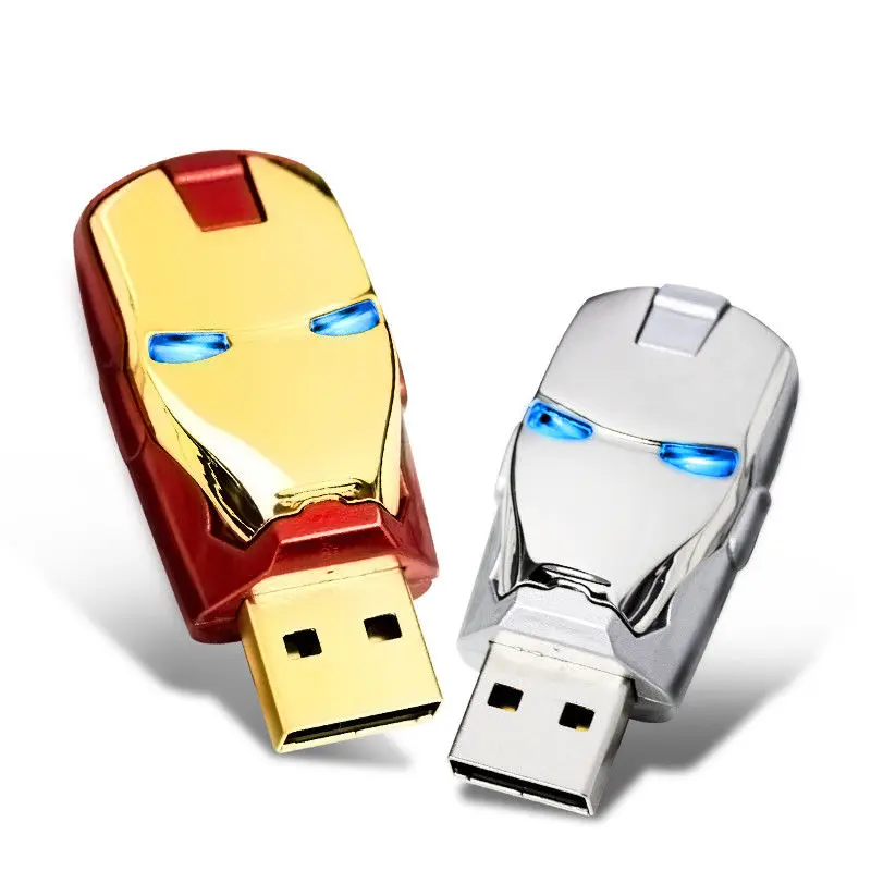 J-бокс 64 GB USB Flash СВЕТОДИОДНЫЙ Железный человек Memory Stick USB 2,0 флешки 64 gb робот флэш-накопитель для хранения для компьютера ноутбуков, mac Tablet